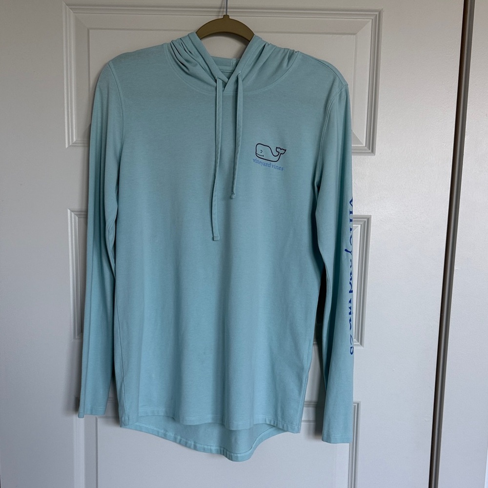 Vineyard Vines Seafoam Hooded Long Sleeve with Whale Logo